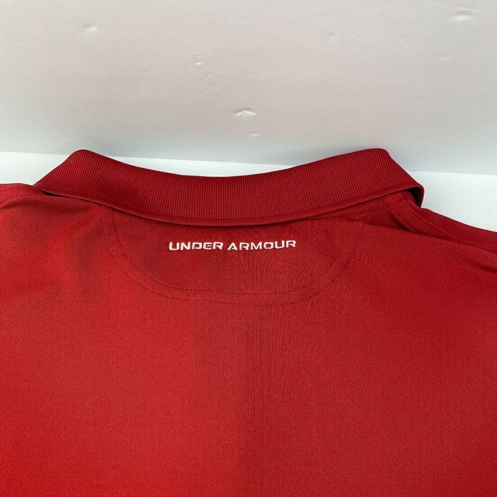 Under Armour Heatgear Loose Golf Polo Shirt Men's Size 2XL  Red Stretch Comfort - Picture 4 of 15